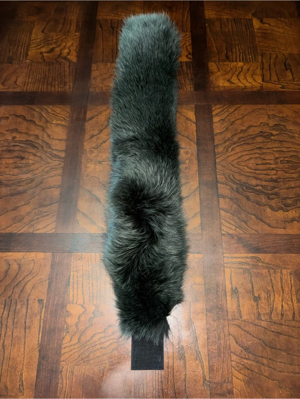 Plush Dark Green Fox Fur Accent Scarf - for jacket,coat or sweater